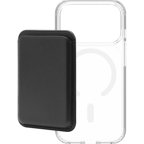 BlueBuilt MagSafe Hoesje iPhone 18 Pro Transparant + Kaarthouder Leer Zwart (telefoonhoesje)