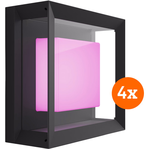 Philips Hue Econic muurlamp White and Color Zwart modern 4-pack (smart lamp)