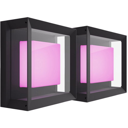 Philips Hue Econic muurlamp White and Color Zwart modern duo pack (smart lamp)