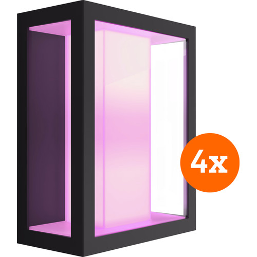 Philips Hue Impress muurlamp White and Color zwart breed 4-pack (smart lamp)