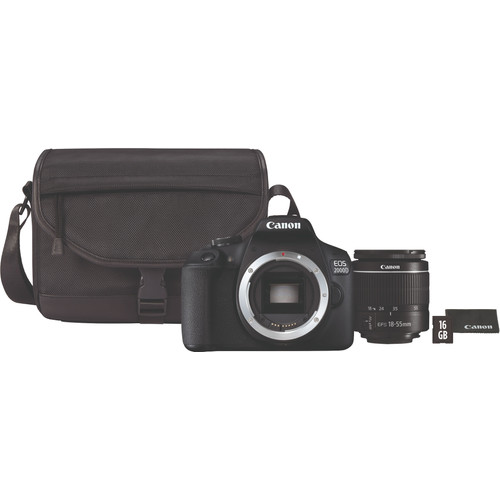Canon EOS 2000D + 18-55mm f/3.5-5.6 DC III + Tas + 16GB Geheugenkaart (spiegelreflexcamera)
