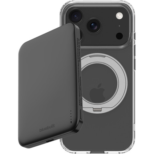 BlueBuilt MagSafe Hoesje met Standaard iPhone 18 Pro Transparant + Powerbank 5.000 mAh Grijs (telefoonhoesje)