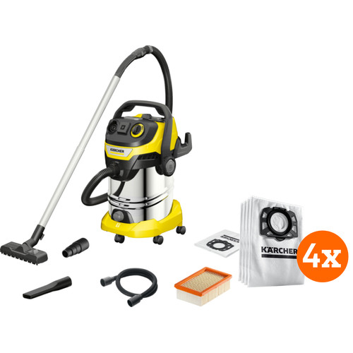 Karcher WD 6 P S V-30/6/22/T EU III (BE) + stofzuigerzakken (4x) (bouwstofzuiger)