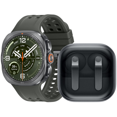 Samsung Galaxy Watch Ultra 2 5G Titanium Zilver/Groen 47mm +Samsung Galaxy Buds4 Pro Zwart (smartwatch)