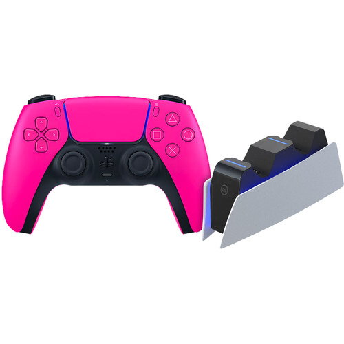 Sony PlayStation 5 DualSense Draadloze Controller Nova Pink + BlueBuilt oplaadstation