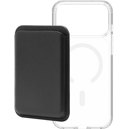 BlueBuilt MagSafe Hoesje iPhone 18 Pro Max Transparant + Kaarthouder Leer Zwart (telefoonhoesje)