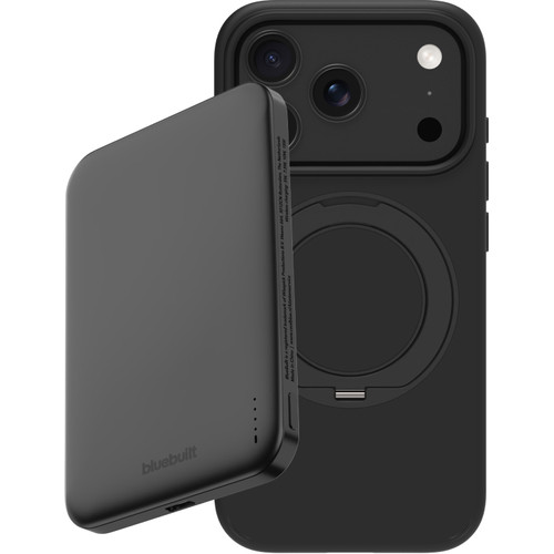 BlueBuilt MagSafe Hoesje met Standaard iPhone 18 Pro Zwart + Powerbank 5.000 mAh Grijs (telefoonhoesje)