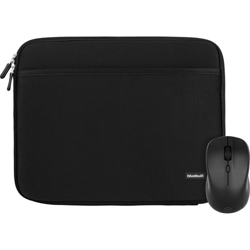 BlueBuilt Laptophoes breedte 33 cm 14 inch S Zwart + Nexum Draadloze muis (laptop sleeve)