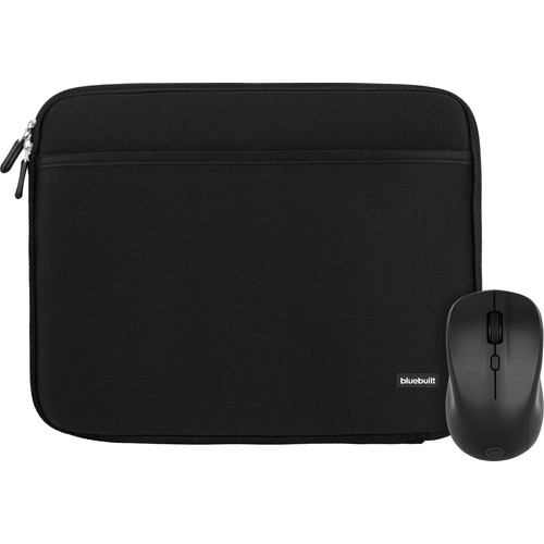 BlueBuilt Laptophoes breedte 30 cm 12-13 inch Zwart + Nexum Draadloze muis (laptop sleeve)
