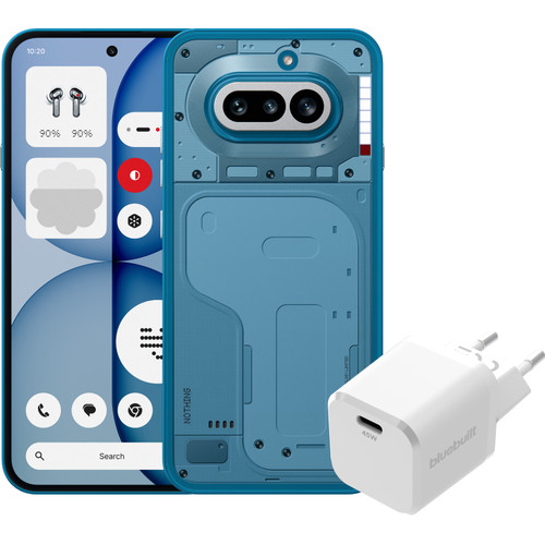 Nothing Phone (4a) 256GB Blauw 5G + BlueBuilt Oplader met Usb C Poort 45W Wit (mobiele telefoon)