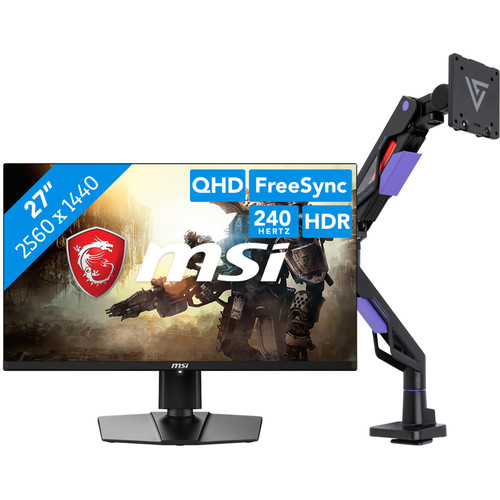 MSI MAG 271QPX QD-OLED E2 + Vortech Monitorarm met Gasveer