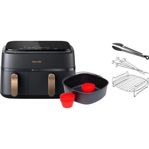 Philips 3000 series Dual Basket NA352/00 + Dubbellaagse kookset + Bakmeesterset (friteuse)