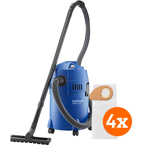 Nilfisk Buddy II 18 + Nilfisk Stofzakken voor Buddy II (4x) (bouwstofzuiger)