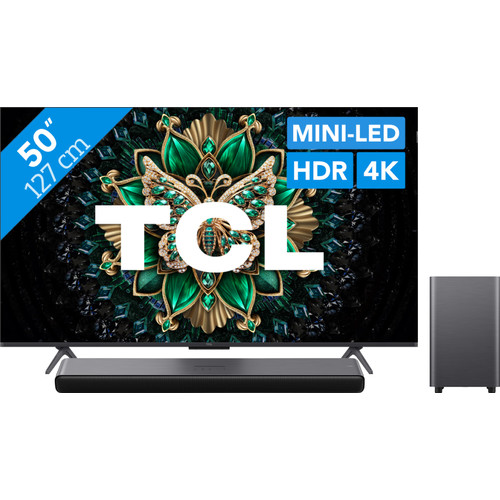 TCL 50" QD Mini-led C61K (2025) + TCL S55H 2.1 Soundbar (televisie)