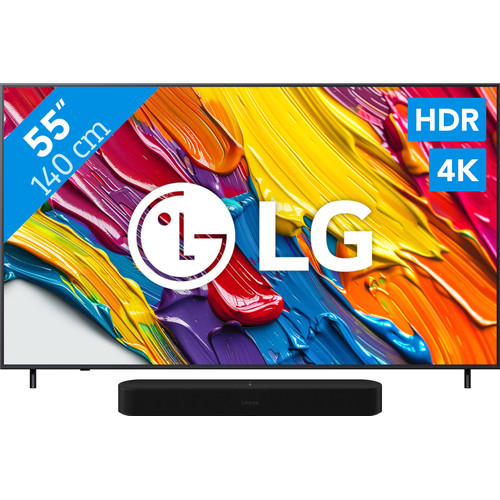 LG 55" QNED82 4K (2025) + Sonos Beam Gen2 Zwart (televisie)