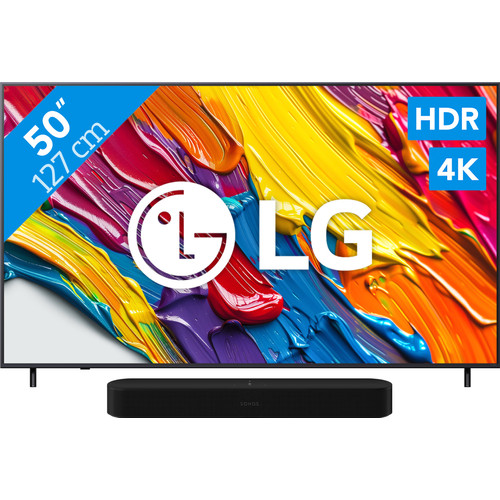 LG 50" QNED82 4K (2025) + Sonos Beam Gen2 Zwart (televisie)