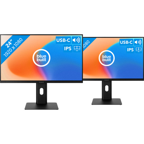 BlueBuilt 24 inch Full HD Monitor met USB C Duo pack