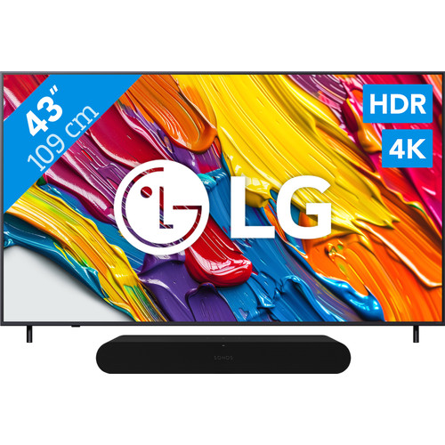 LG 43" QNED82 4K (2025) + Sonos Ray Zwart (televisie)