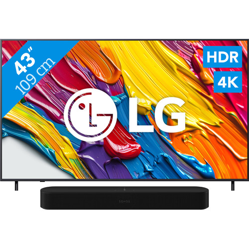 LG 43" QNED82 4K (2025) + Sonos Beam Gen2 Zwart (televisie)