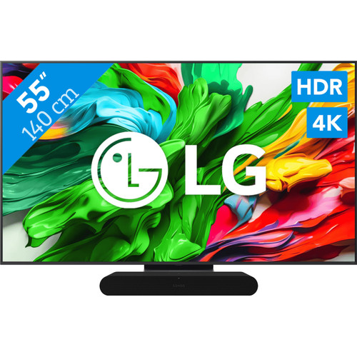 LG 55" QNED86 EVO 4K (2025) + Sonos Ray Zwart (televisie)