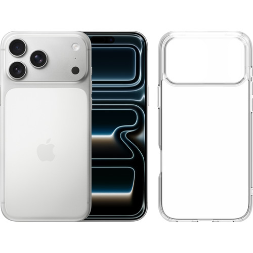 Apple iPhone 17 Pro Max 256GB Zilver + BlueBuilt Protective Back Cover Transparant (mobiele telefoon)