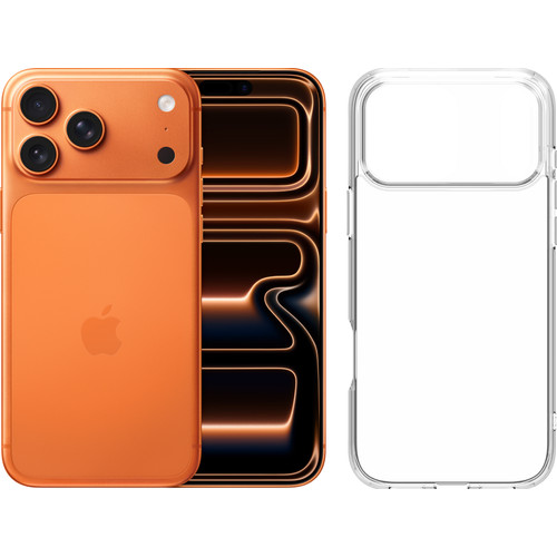 Apple iPhone 17 Pro Max 1TB Oranje + BlueBuilt Protective Back Cover Transparant (mobiele telefoon)