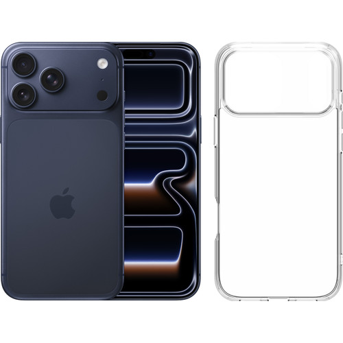 Apple iPhone 17 Pro Max 1TB Blauw + BlueBuilt Protective Back Cover Transparant (mobiele telefoon)