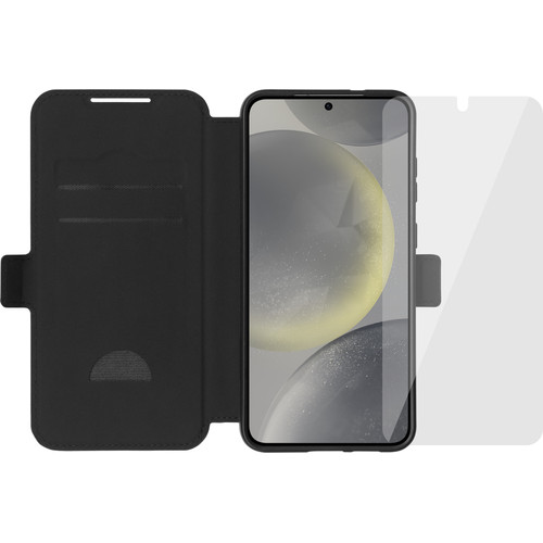 BlueBuilt Galaxy S25 Plus Book Case Zwart + Screenprotector Glas (telefoonhoesje)