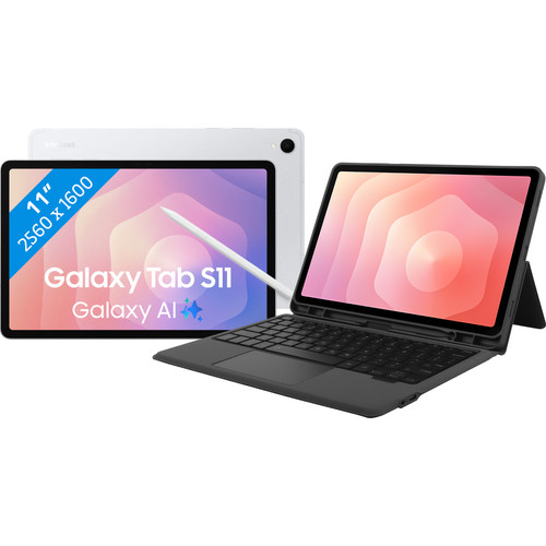 Samsung Galaxy Tab S11 11 inch 256GB Wifi Zilver + BlueBuilt Toetsenbord Hoes AZERTY (tablet)