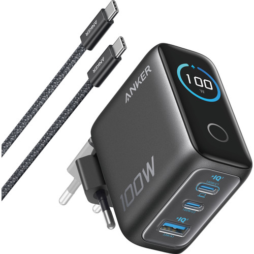 Anker Oplader 3 Usb Poorten 100W Power Delivery 3.1 Zwart (thuislader)