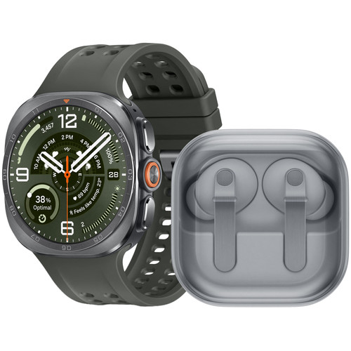 Samsung Galaxy Watch Ultra 2 5G Titanium Zilver/Groen 47mm + Samsung Galaxy Buds4 Pro Wit (smartwatch)