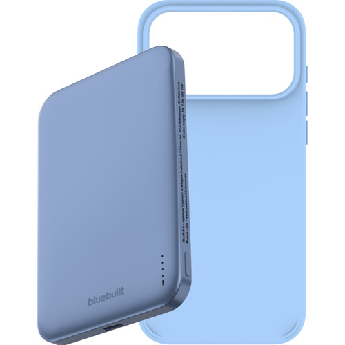 BlueBuilt MagSafe Hoesje iPhone 18 Pro Max Lichtblauw + Powerbank 5.000 mAh Blauw (telefoonhoesje)