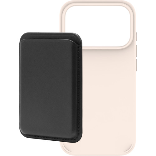 BlueBuilt MagSafe Hoesje iPhone 18 Pro Beige + Kaarthouder Leer Zwart (telefoonhoesje)