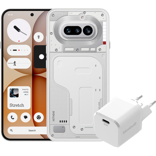 Nothing Phone (4a) 256GB Wit 5G + BlueBuilt Oplader met Usb C Poort 45W Wit (mobiele telefoon)