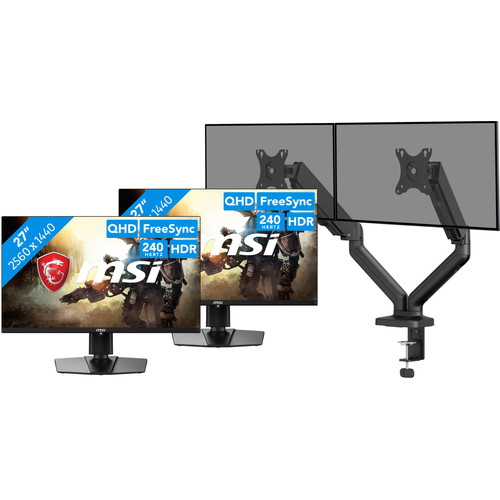 MSI MAG 271QPX QD-OLED Duo Pack + BlueBuilt Monitorarm Mechanische Veer voor 2 Monitoren