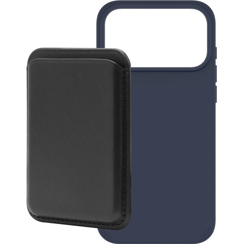 BlueBuilt MagSafe Hoesje iPhone 18 Pro Max Blauw + Kaarthouder Leer Zwart (telefoonhoesje)