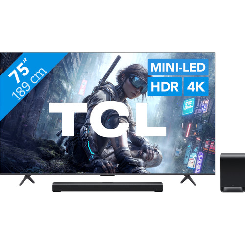 TCL QD Mini-led 75" T8D (2026) + TCL S60K (televisie)