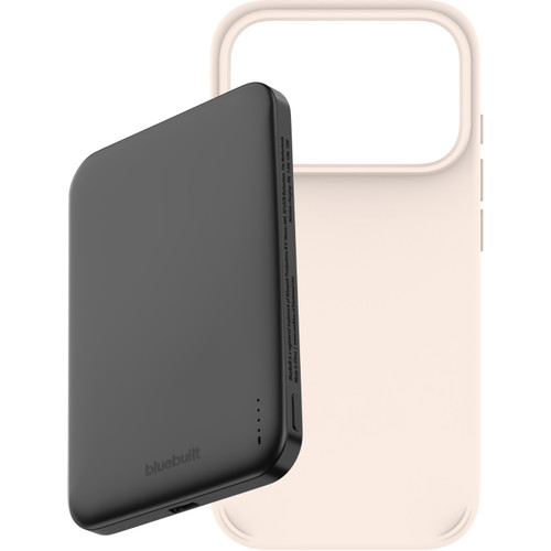 BlueBuilt MagSafe Hoesje iPhone 18 Pro Beige + Powerbank 5.000 mAh Grijs (telefoonhoesje)