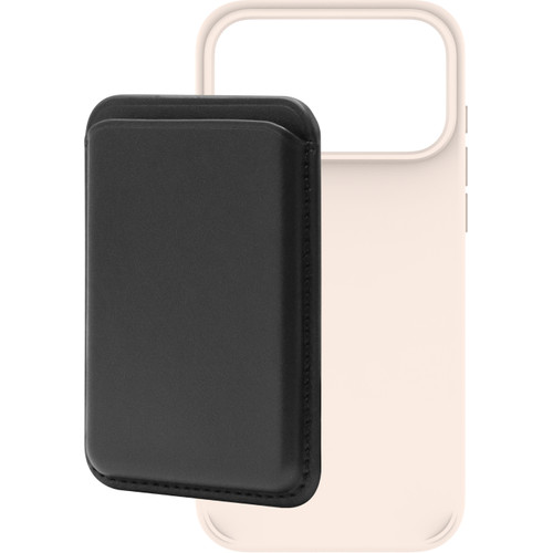 BlueBuilt MagSafe Hoesje iPhone 18 Pro Max Beige + Kaarthouder Leer Zwart (telefoonhoesje)