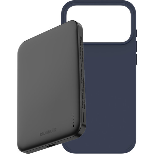 BlueBuilt MagSafe Hoesje iPhone 18 Pro Max Blauw + Powerbank 5.000 mAh Grijs (telefoonhoesje)