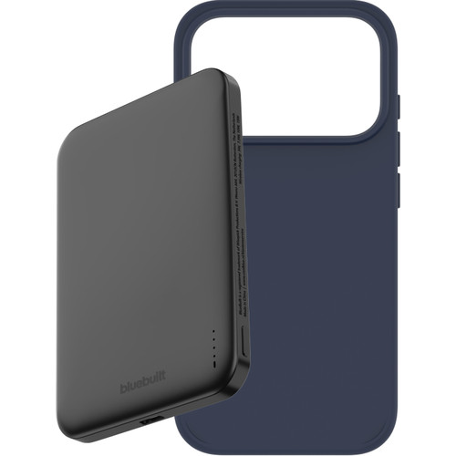 BlueBuilt MagSafe Hoesje iPhone 18 Pro Blauw + Powerbank 5.000 mAh Grijs (telefoonhoesje)