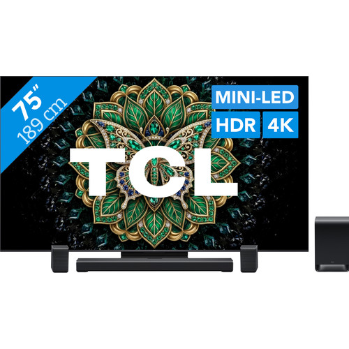 TCL QD Mini-led 75" C69K Pro (2026) + TCL S65K (televisie)