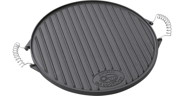 BBQNovation Dubbelzijdige Gietijzeren Grillplaat – Plancha Voor Oven, Fornuis & BBQ, Glad & Geribbeld, 45,5 X 25,3 Cm