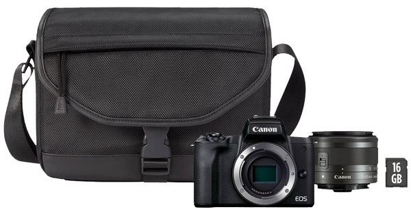 Canon EOS M50 Mark II Noir Kit de Démarrage - EF-M 15-45 mm + Sac + Carte Mémoire