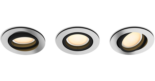 Philips Hue Milliskin Recessed Spot Light White Ambiance Round Aluminum 3-pack