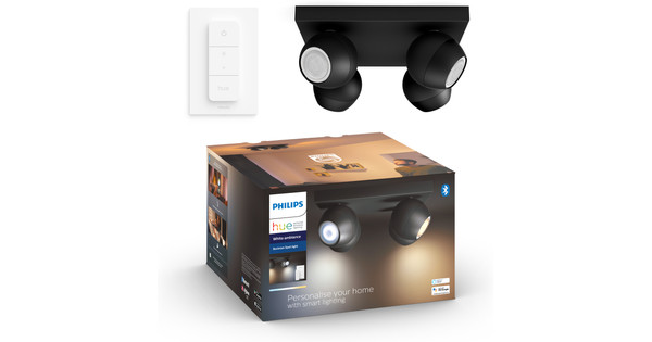 Philips Hue Buckram 4 Spots Montés en Surface White Ambiance Noir