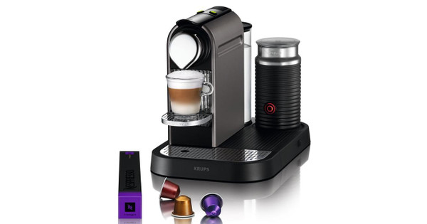 Krups CitiZ Titanium + Aeroccino Nespresso - - Voor 23.59u, morgen in huis