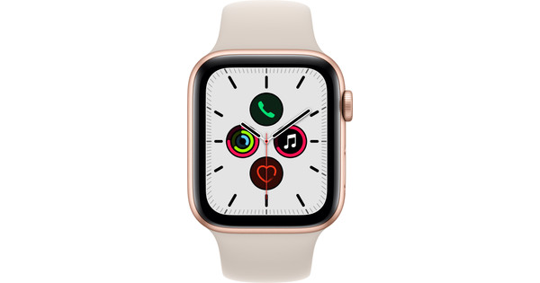 Apple Watch SE 44mm Roségoud Aluminium Crème Sportband