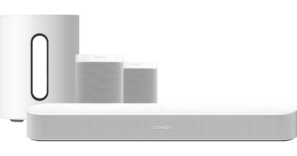 Sonos Beam Gen2 + 2x One SL + Sub Mini Blanc - Coolblue - avant 23:59 ...