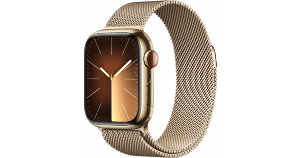 Apple Watch Series 9 4G 41mm Goud Rvs Milanese Polsband